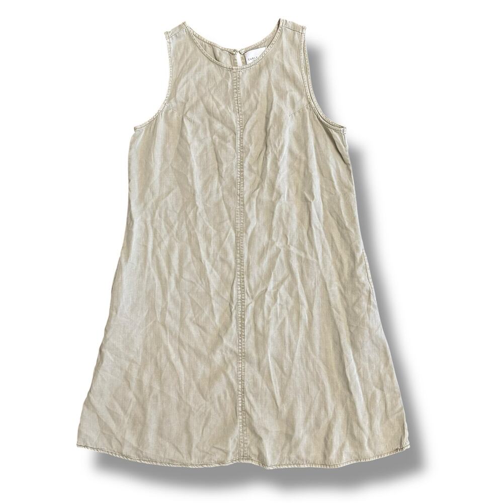 Carly Jean LA Sage Green Shift Dress L Minimalist Capsule Wardrobe Coastal Chic
